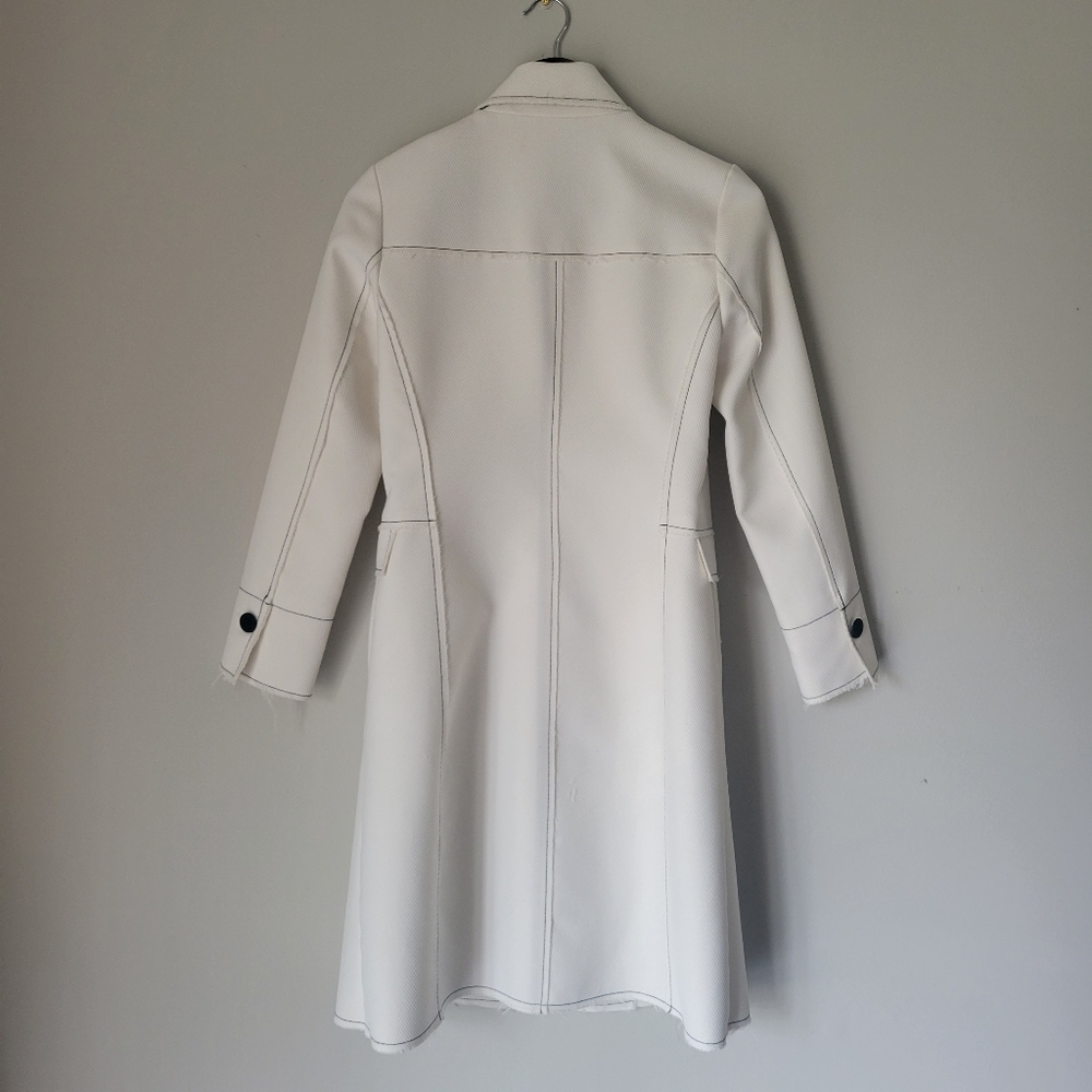SOLD! TOPSHOP White Coat with Bold Black Stiching and Raw Unfinished Edge - Picture 14 of 16